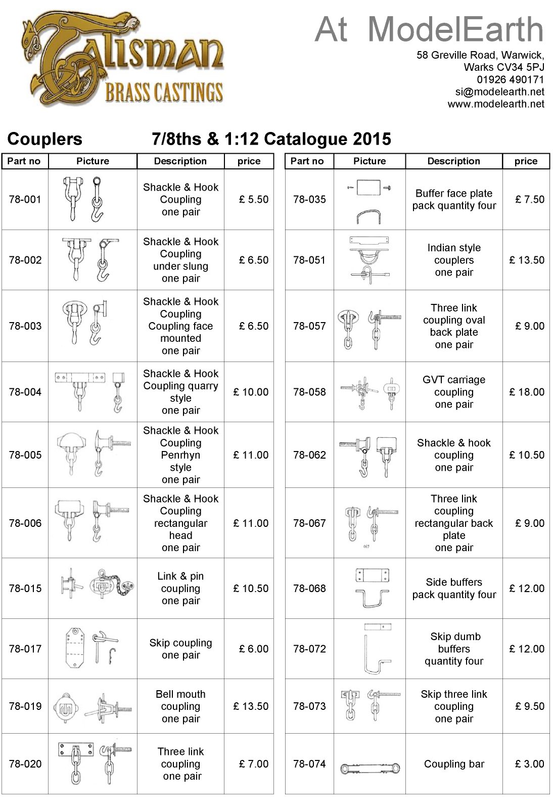 Talisman catalogue page 1
